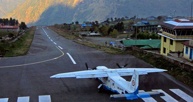 Kathmandu to Lukla flight flying above the Himalayan mountains.