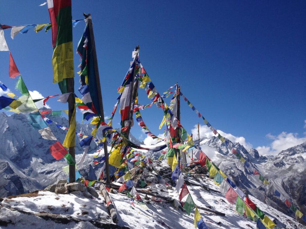 Kyanjin Gompa village beneath Langtang Lirung mountain.