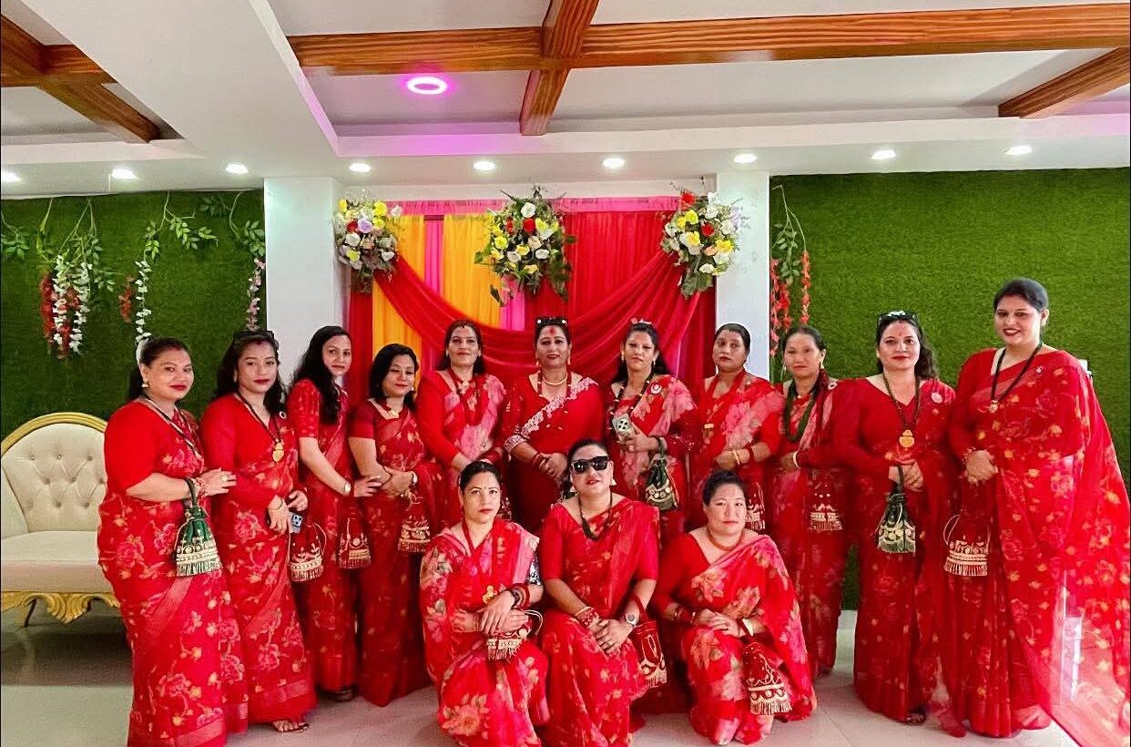 Women in sarees celebrating Teej festival