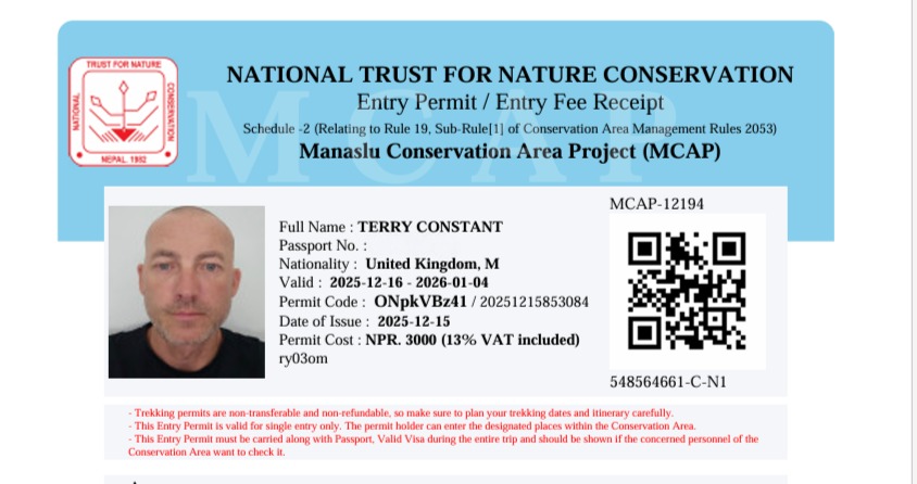  Manaslu Conservation Area Permit